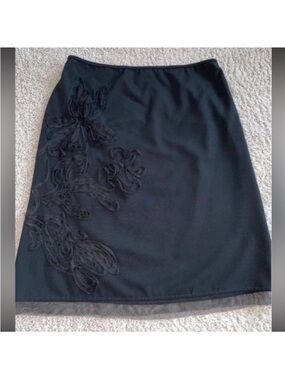 Tulle Embellished midi skirt INC International Concepts Black‎ 3D Women’s size 8
